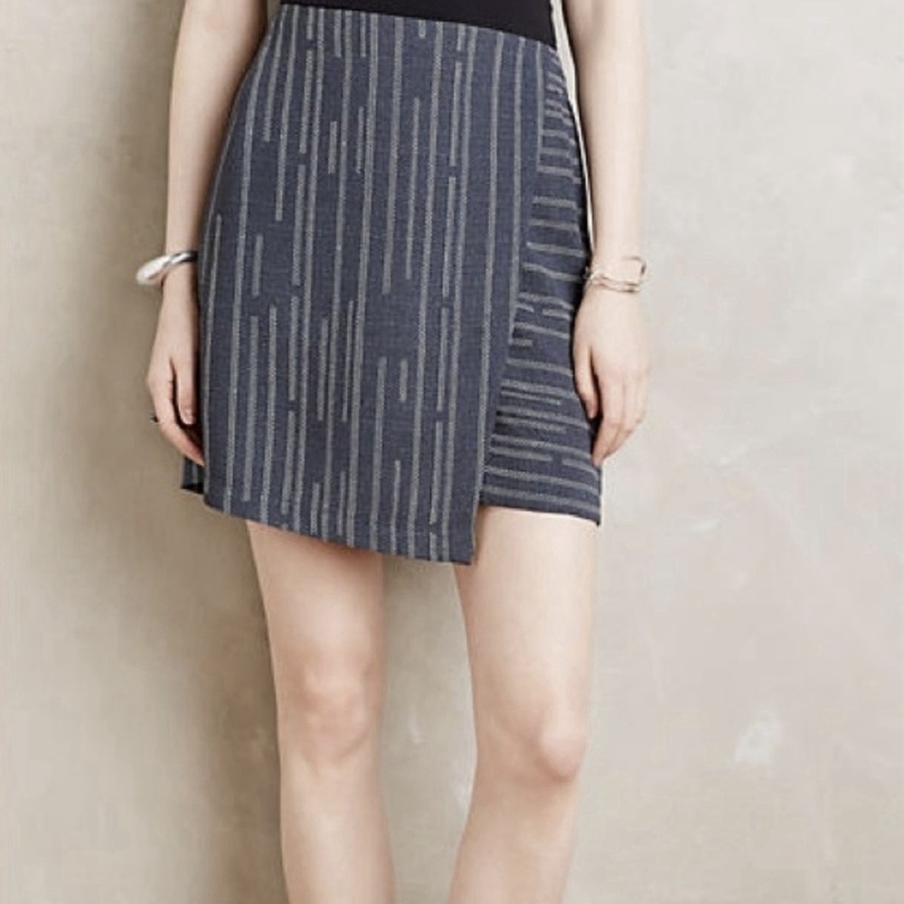 NWT Elevenses‎ Anthropologie Peoria Skort Women's Sz 0 Blue Striped Side Zip